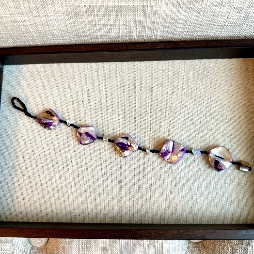 Sea shells rope bracelet - purple